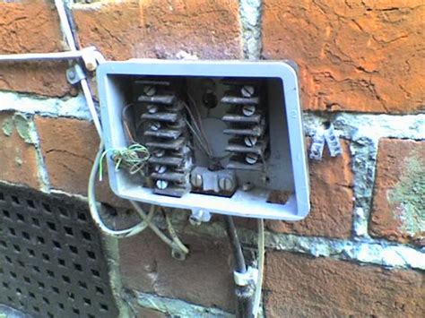 junction box that telephone company owns|telephone junction box outside house.